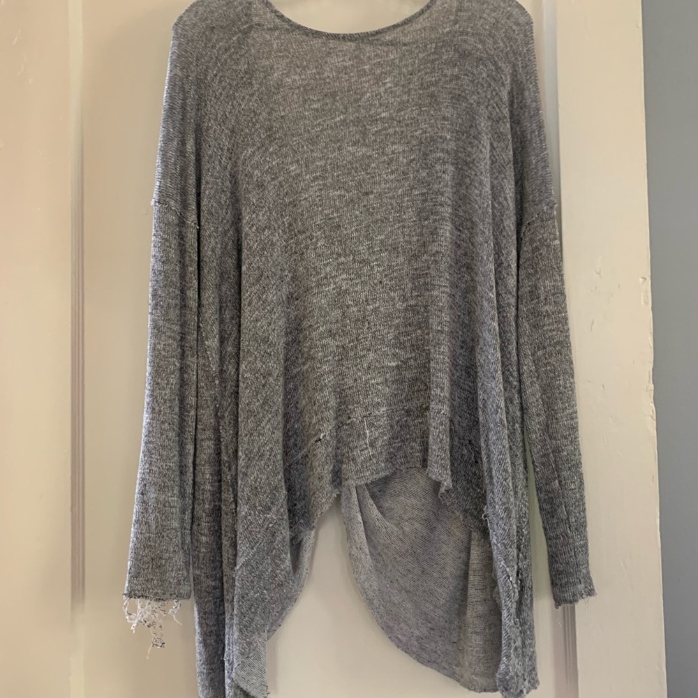 Distressed Oversized Backless Sweater